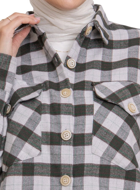 Checkered 6 Pocket Over - Size Shirt - Khotwh